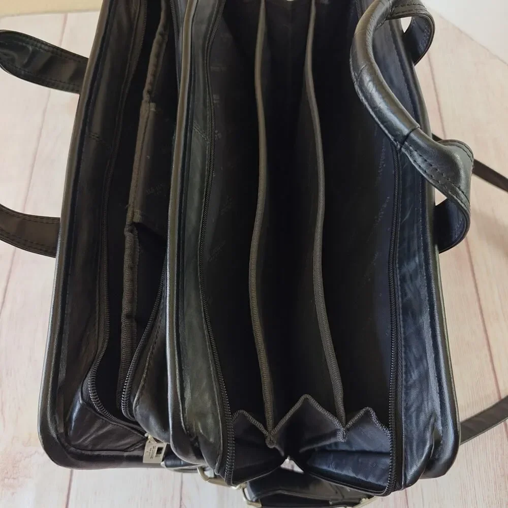 Vintage 90s U.S. Luggage NY leather expandable briefcase/laptop travel bag